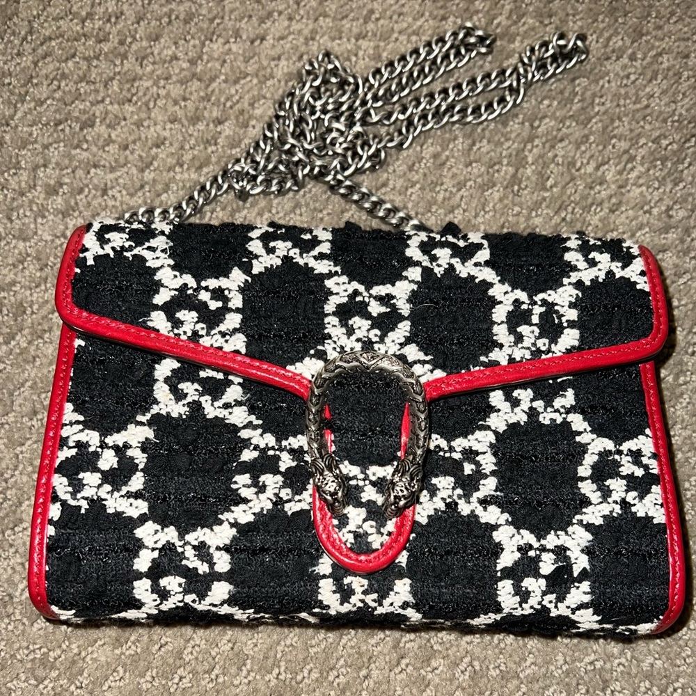 Authentic gucci tweed GG monogram purse